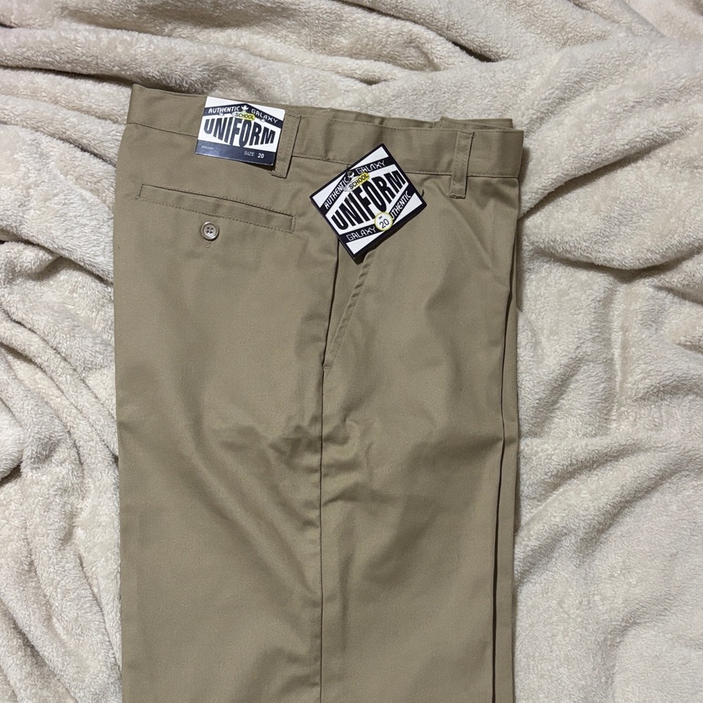 Authentic Galaxy Boys Flat Front uniform Shorts in khaki